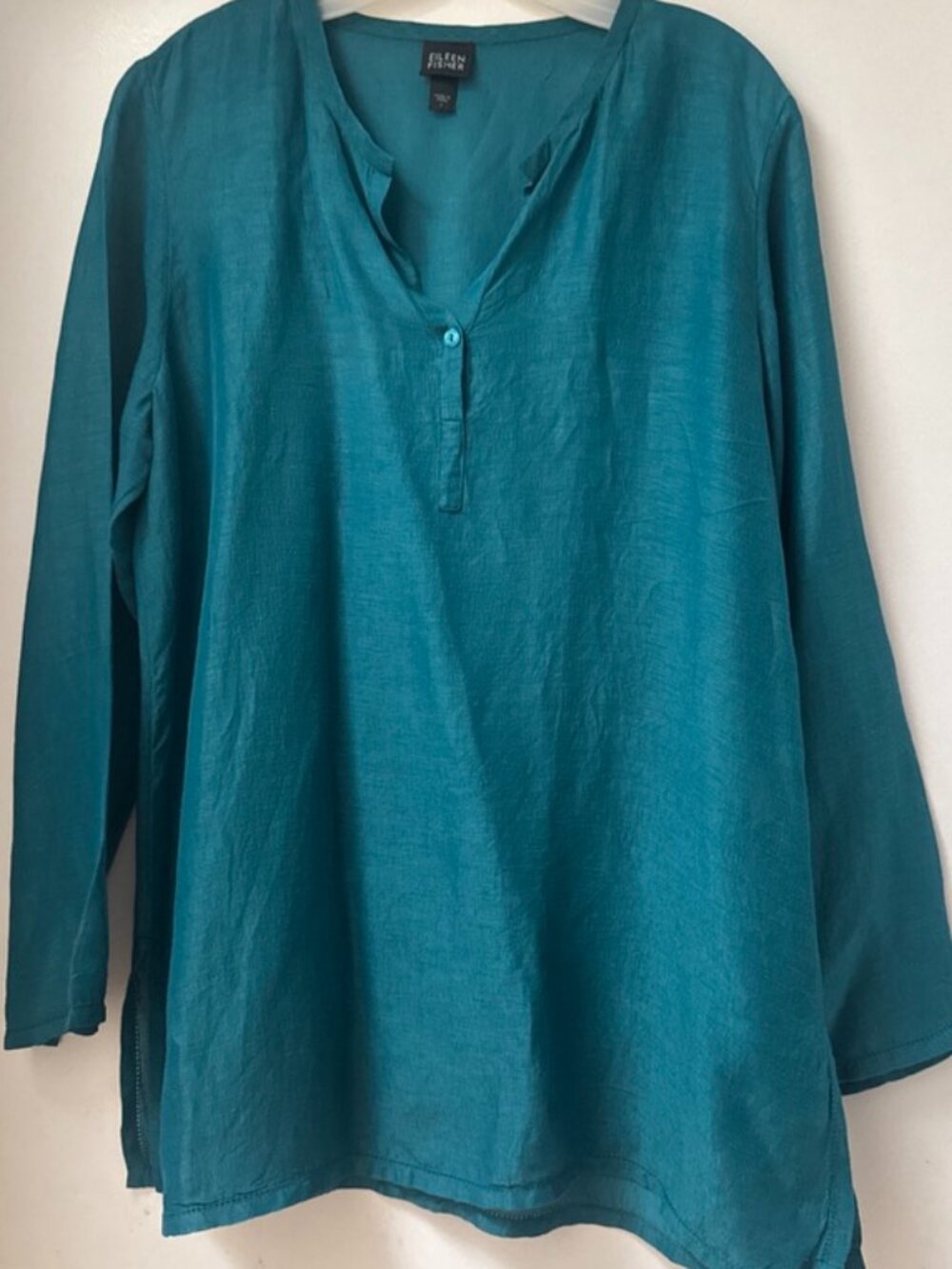 Eileen Fisher Women’s Linen & Silk Popover Top Blouse Size L With Bracelet